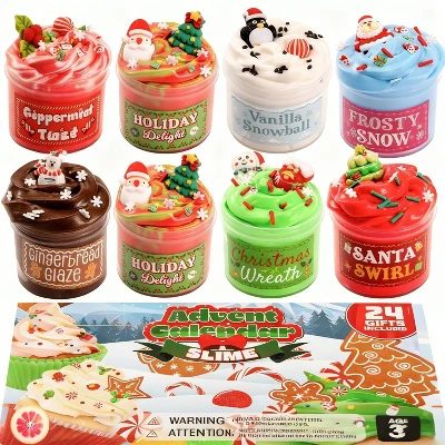 Joyfy 2026 24-Day Christmas Countdown Advent Calendar Slime Kit, Dessert-Themed
