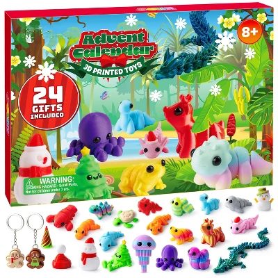 Joyfy 2026 Christmas Advent Calendar with 24 3D Printed Animal & Xmas Theme Toys