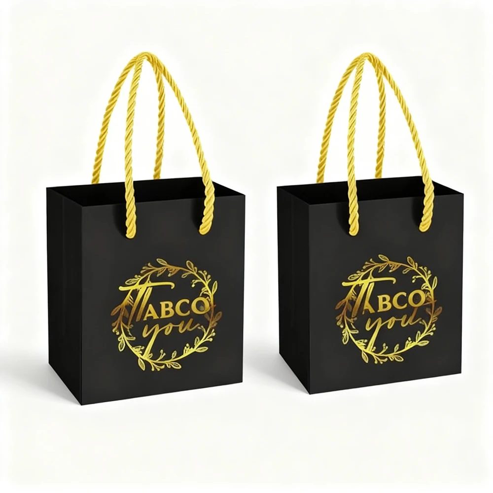 Custom Print Gold Logo Thank You Gift Clothing Black Kraft
