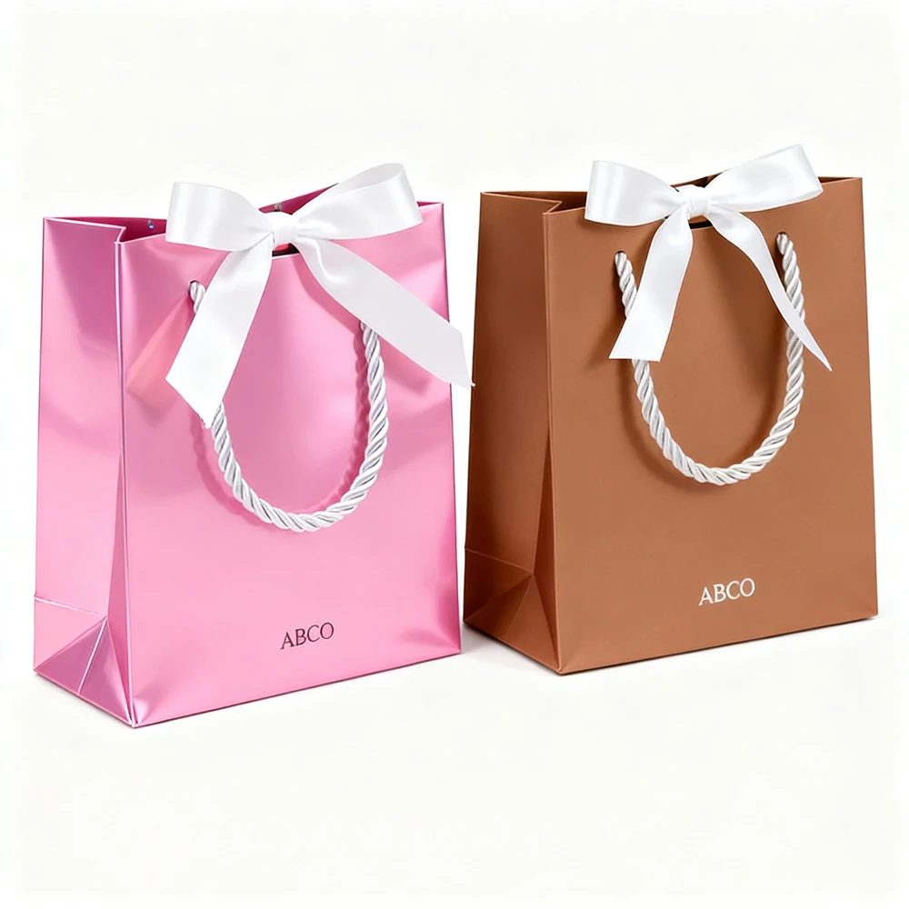 Laser Gift Paper Bag Holiday Party Gold And Silver Packaging