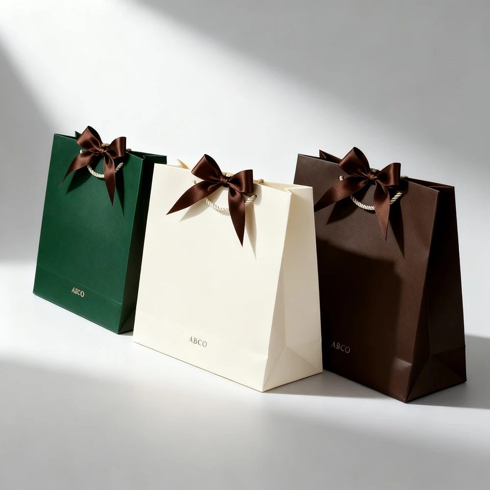 Luxury Small Big Black Paper Bags Custom Printed Logo Bag