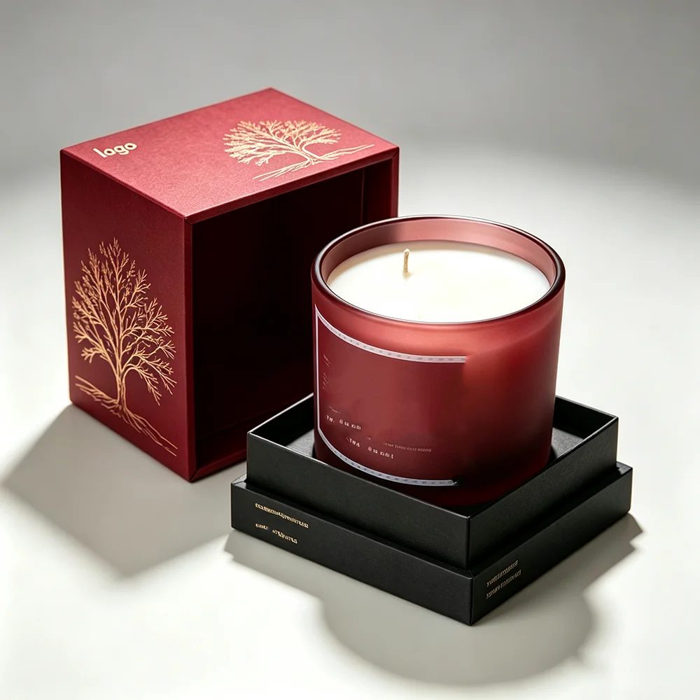 Custom Logo Scented Candle Gift Folders Matt Lamination Luxury Paperboard