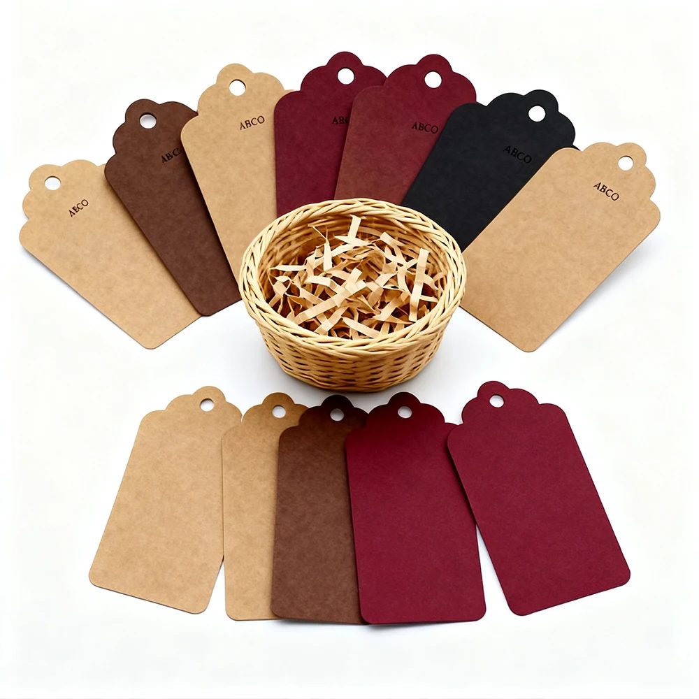 Black Matt Cardboard Hangtag Woven Paper Tag Labels For Clothing