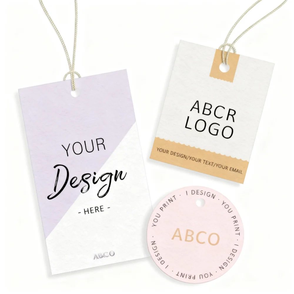 Custom Designed Clothing Hang Tags Name Logo Printed Paper Labels