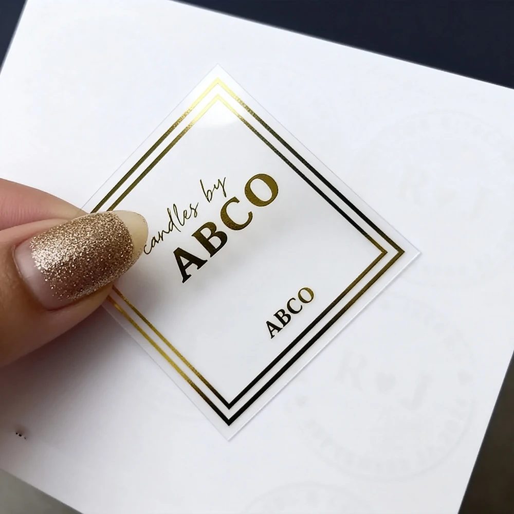 Black Gold Foil Sticker Transparent Custom Cosmetic Logo Wedding Custom