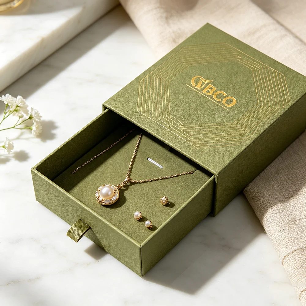 Luxury Recycled Materials Earring Bracelet Necklace Ring Box Jewelry Packaging