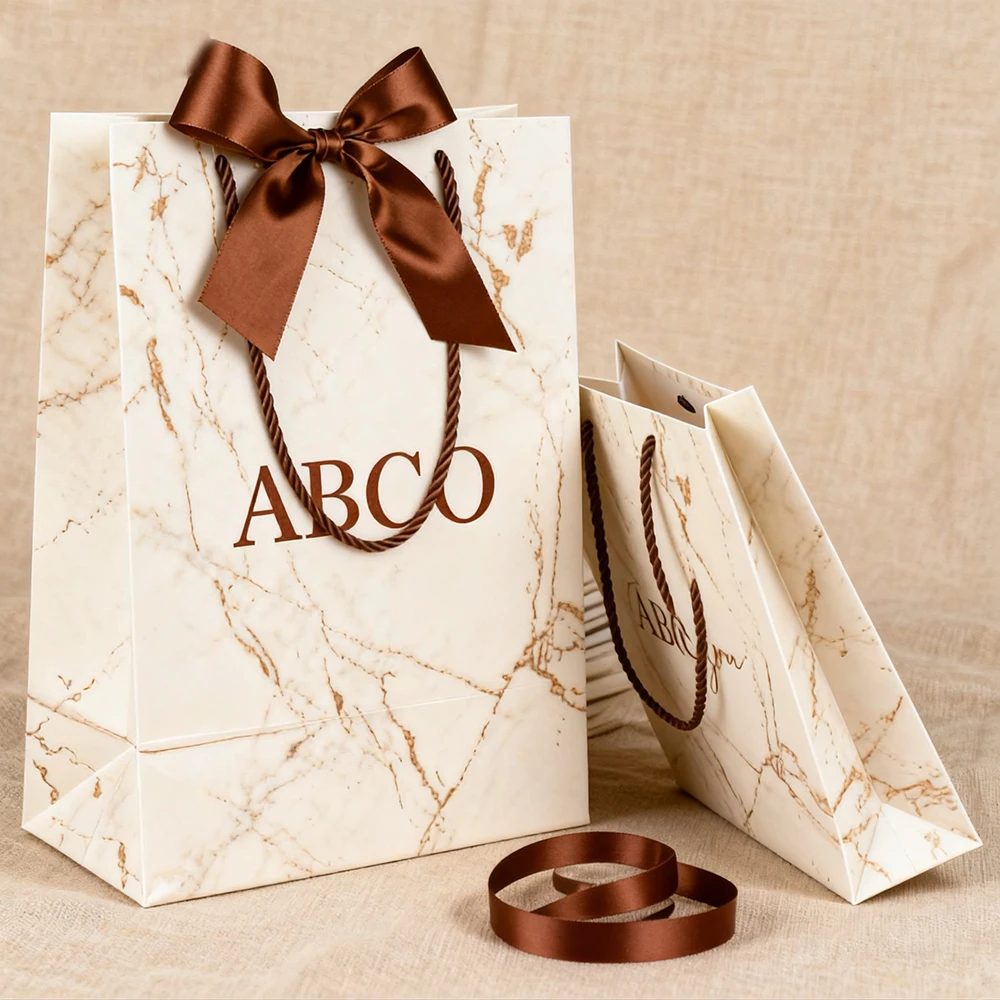 Luxury White Black Gift Shopping Paper Bag Clothing Custom Packaging