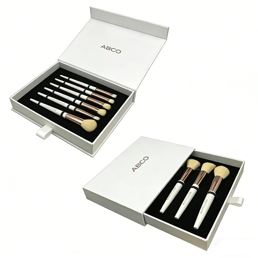 Custom Logo Luxury Cosmetic Makeup Brush Gift Drawer Magnetic Flip