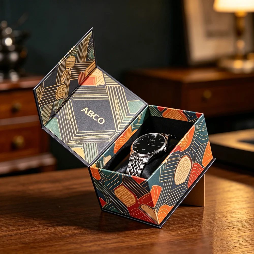 Custom Logo Luxury Jewelry Watch Hardcover Front-opening Magnetic Box