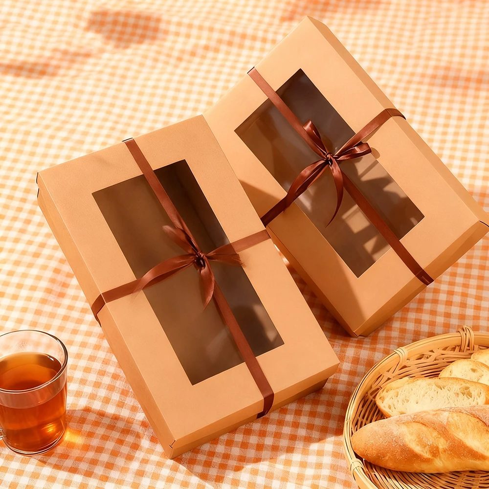 Outdoor Picnic Box Disposable Kraft Paper Box Crisper Lunch Box