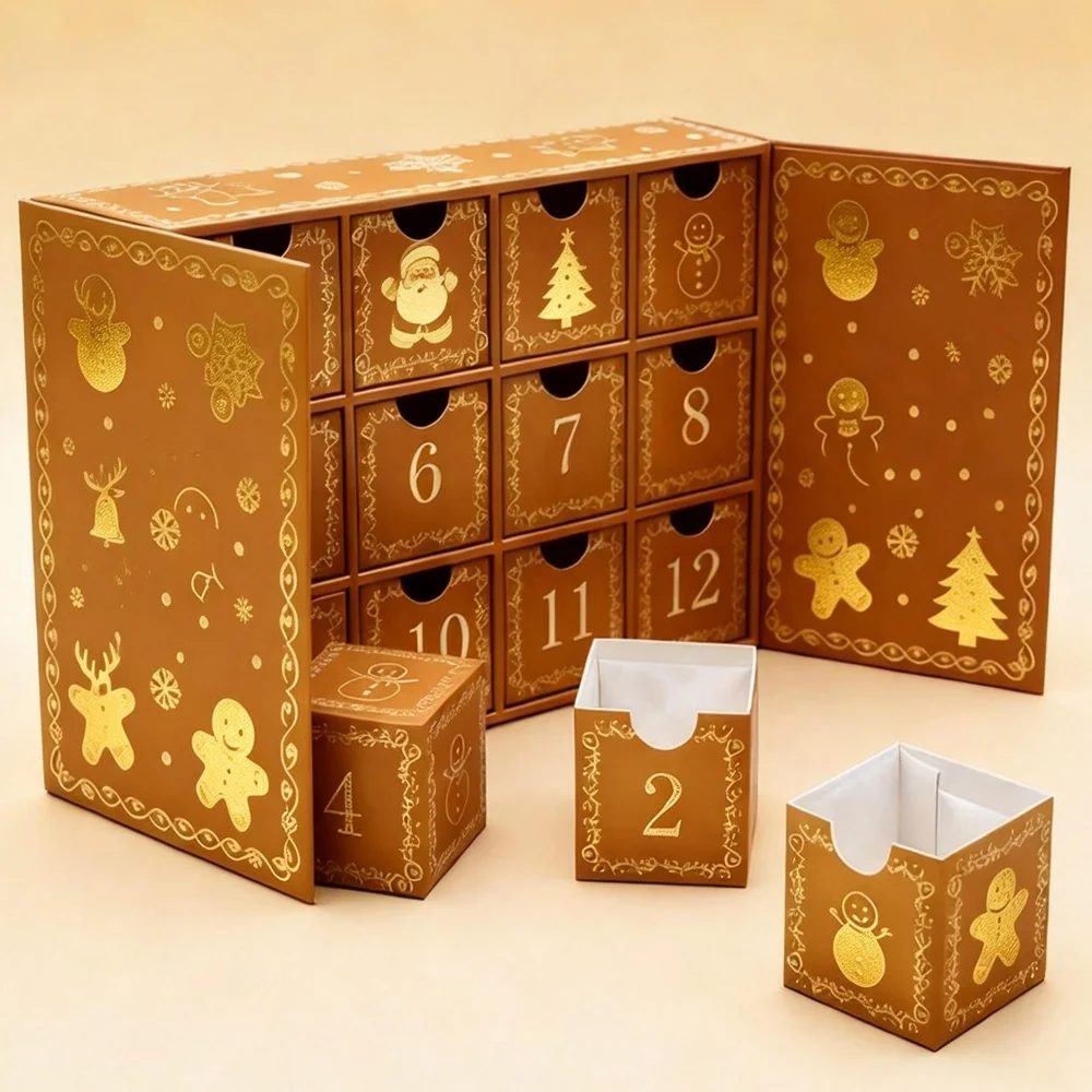 Custom Luxury Cardboard Paper Advent Calendar Beauty Cosmetic Packaging
