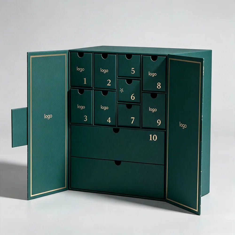 Premium Custom Embossed Luxury Rigid Cardboard Advent Christmas Calendar