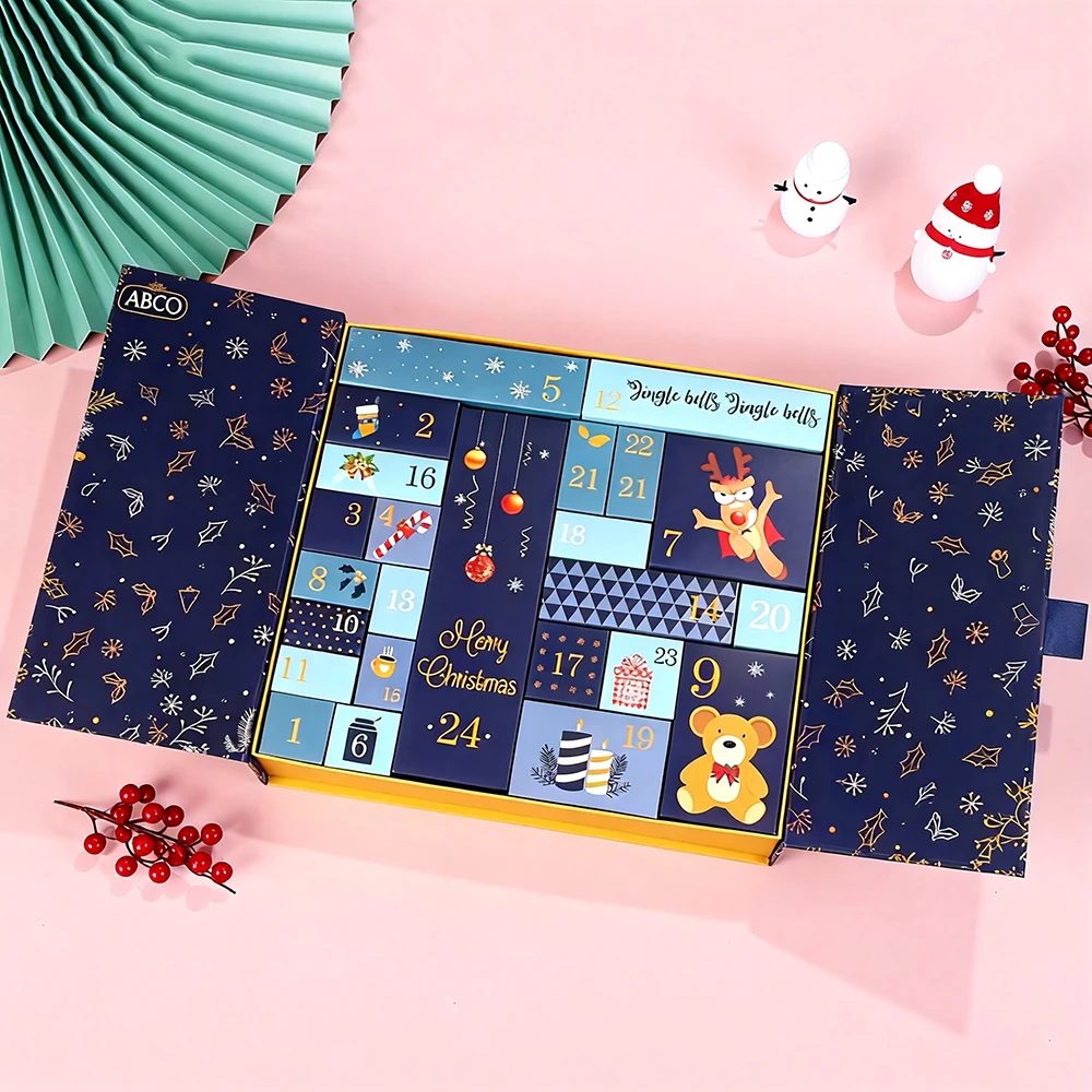 Luxury Custom Rigid Cardboard Blind Mystery Advent Calendar Gift Box