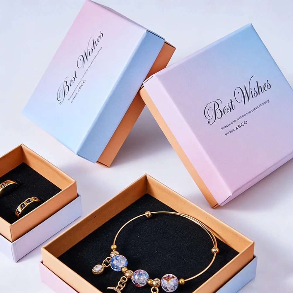 Custom Logo Cardboard Jewelry Gift Box Necklace Bangle Paper Box