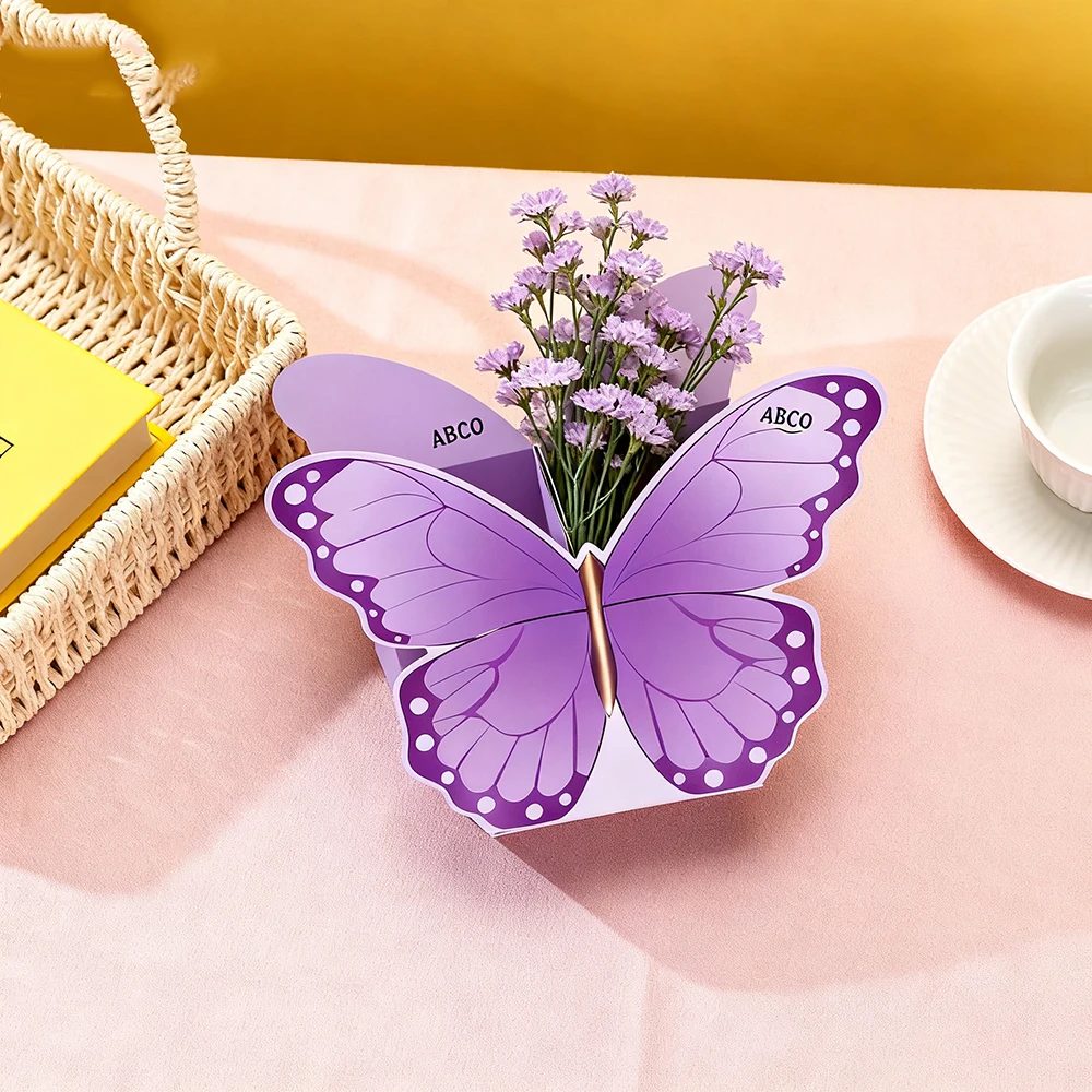 Custom Creative Butterfly Shaped Handheld Flower Gift Box