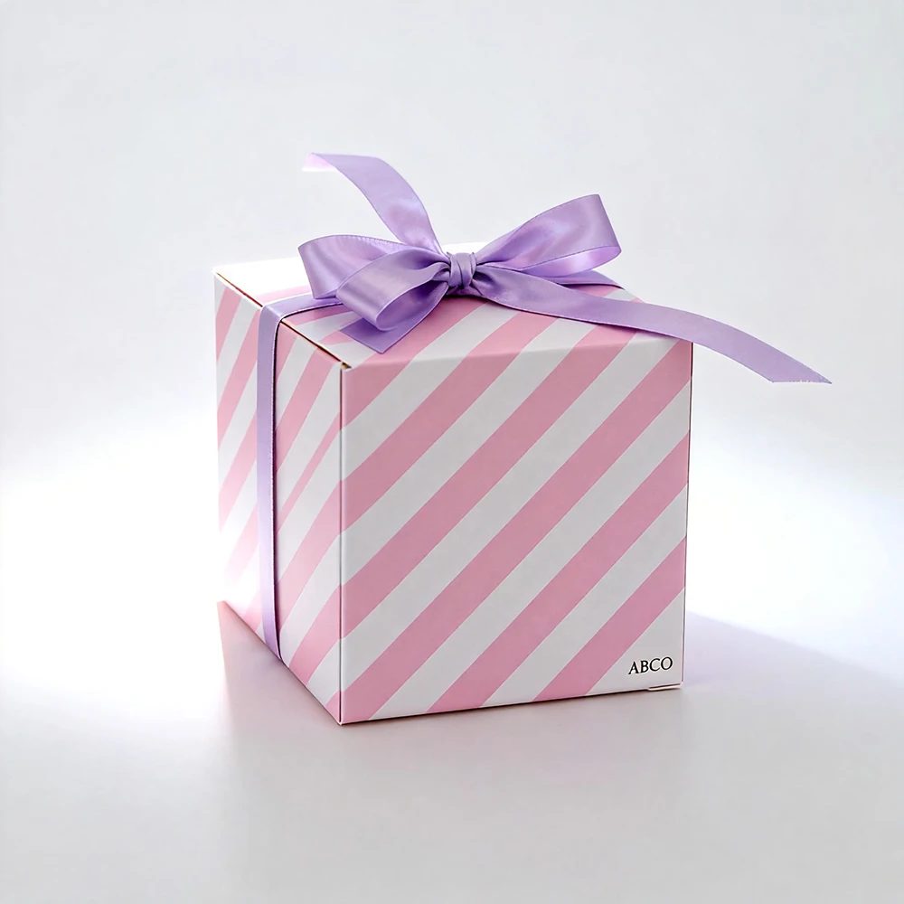 Stripe Paper Boxes With Foil Embossing UV Printing Free Sample-for
