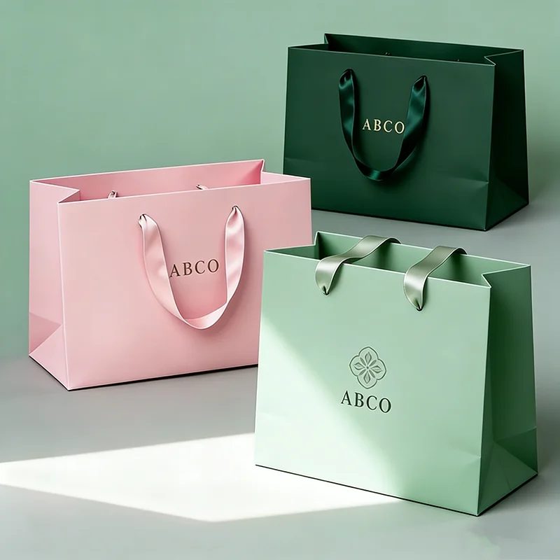 Custom Recycled Materials Pink Kraft Paper Gift Bags