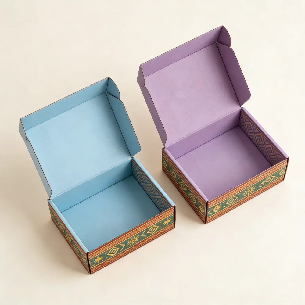 Custom Colored Corrugated Paperboard Self Erecting Rectangular Gift Packaging Boxes
