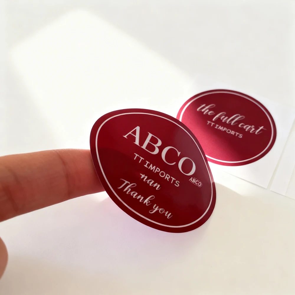 Custom Logo Printed Clear Gloss Waterproof Polyester Sticker Single Sided