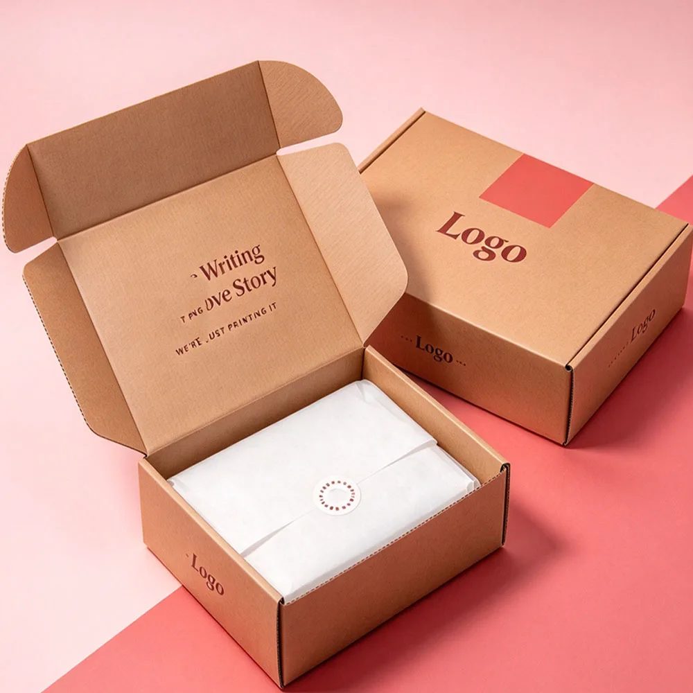 Corrugated Mailer Paper Box Square Clothing Cardboard Folding Shipping Boxes