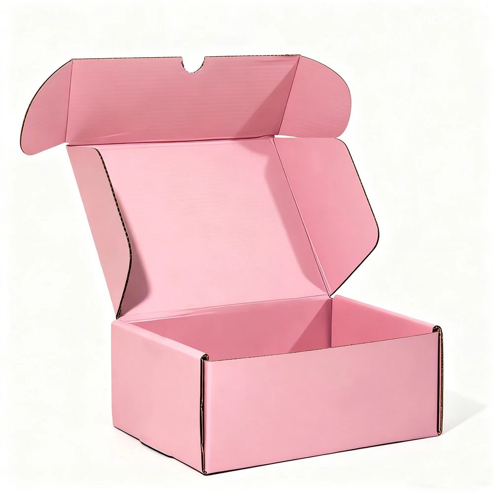 Custom Packaging Shipping Corrugated Box Brown Pink Mailing Box