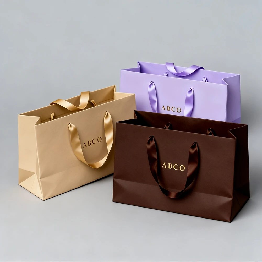 Custom Printed Brown Paper Bags Reusable Shopping Gift Cardboard Packaging