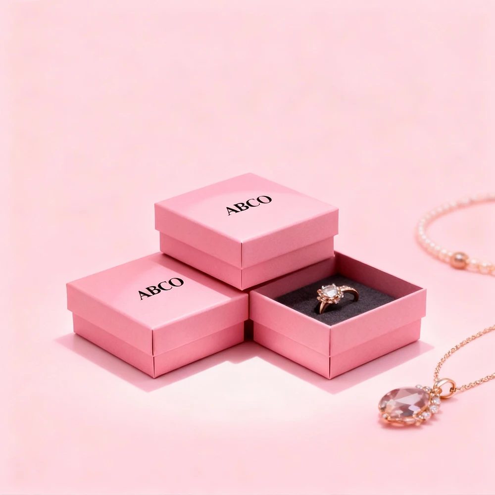 Logo Jewelry Box With Cardboard Lid And Base Multiple Sizes