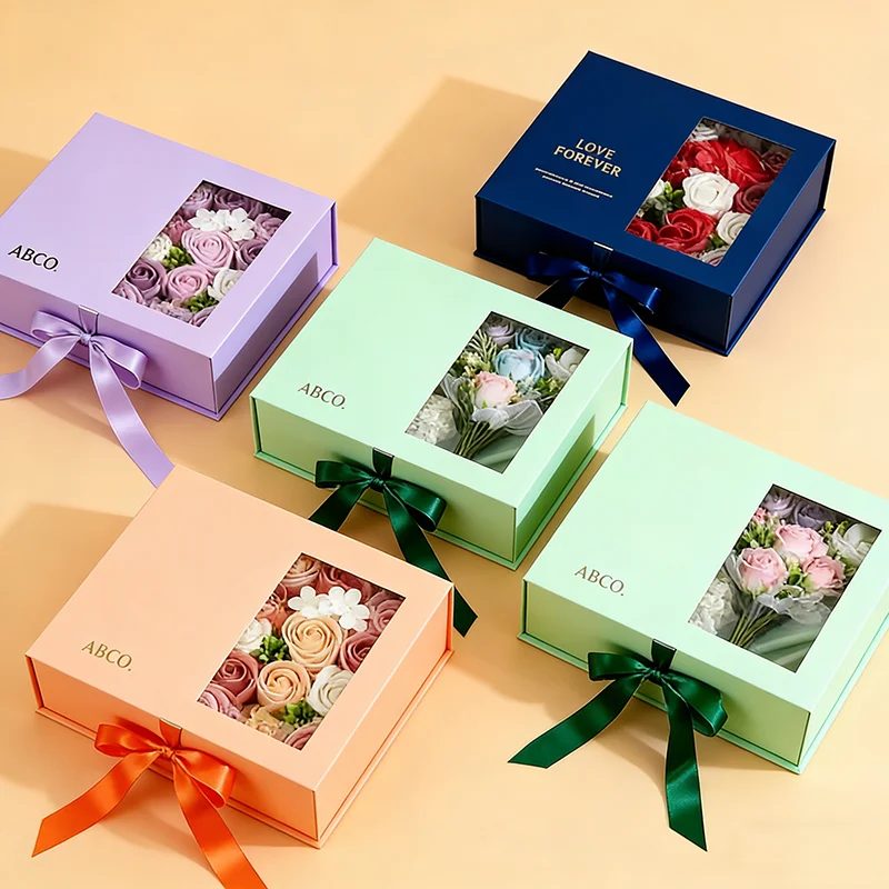 Floral Gift Box Custom Logo Printed Cardboard Packaging