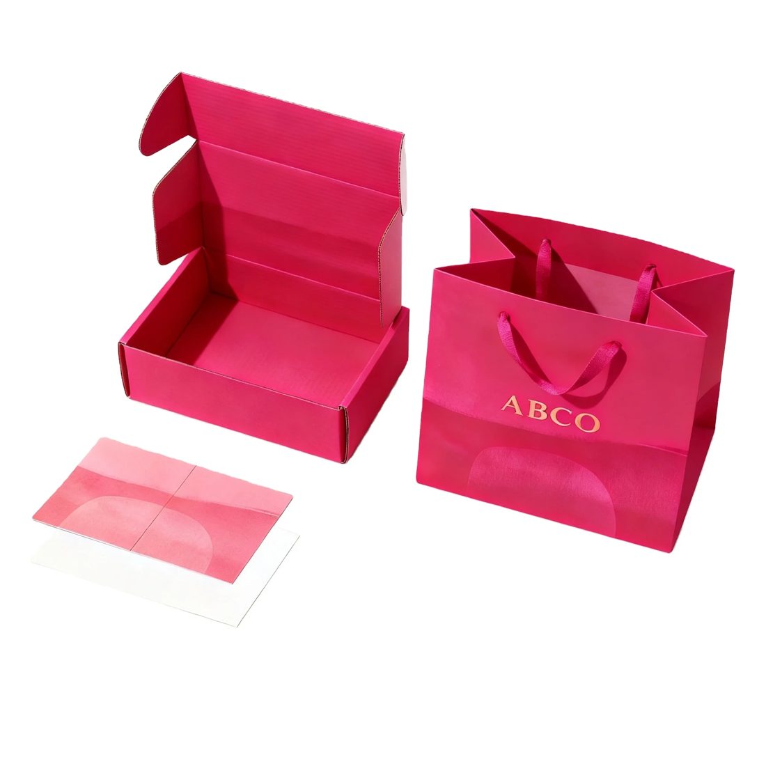 Low Moq Corrugated Self Erecting 4c Printed Logo Pink Gift