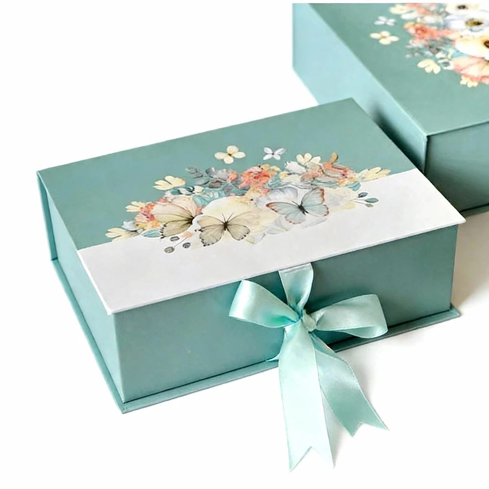 Custom Luxury Book Shaped Embossed UV Magnetic Flap Foldable Paper
