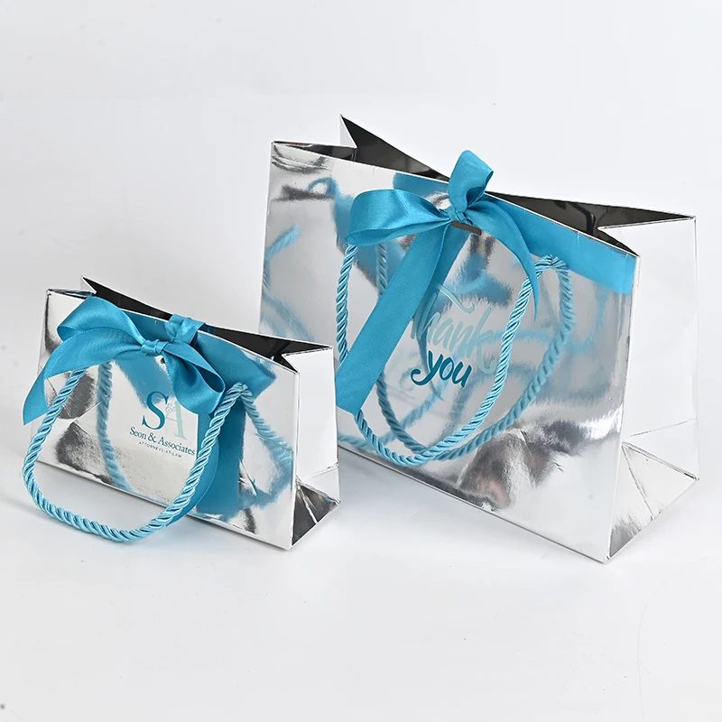 Custom Silver Mini Gift Paper Bags