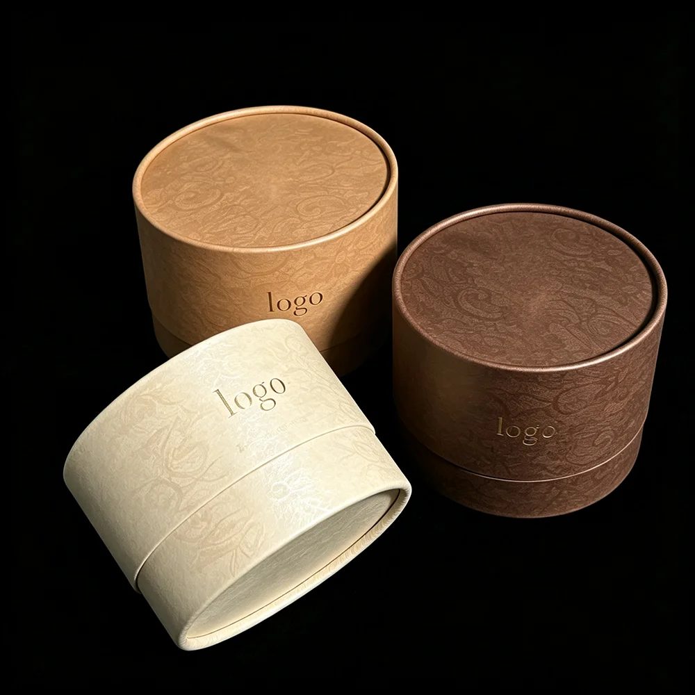 Luxury Custom Logo Premium Grade Cylinder Round Rigid Gift Box