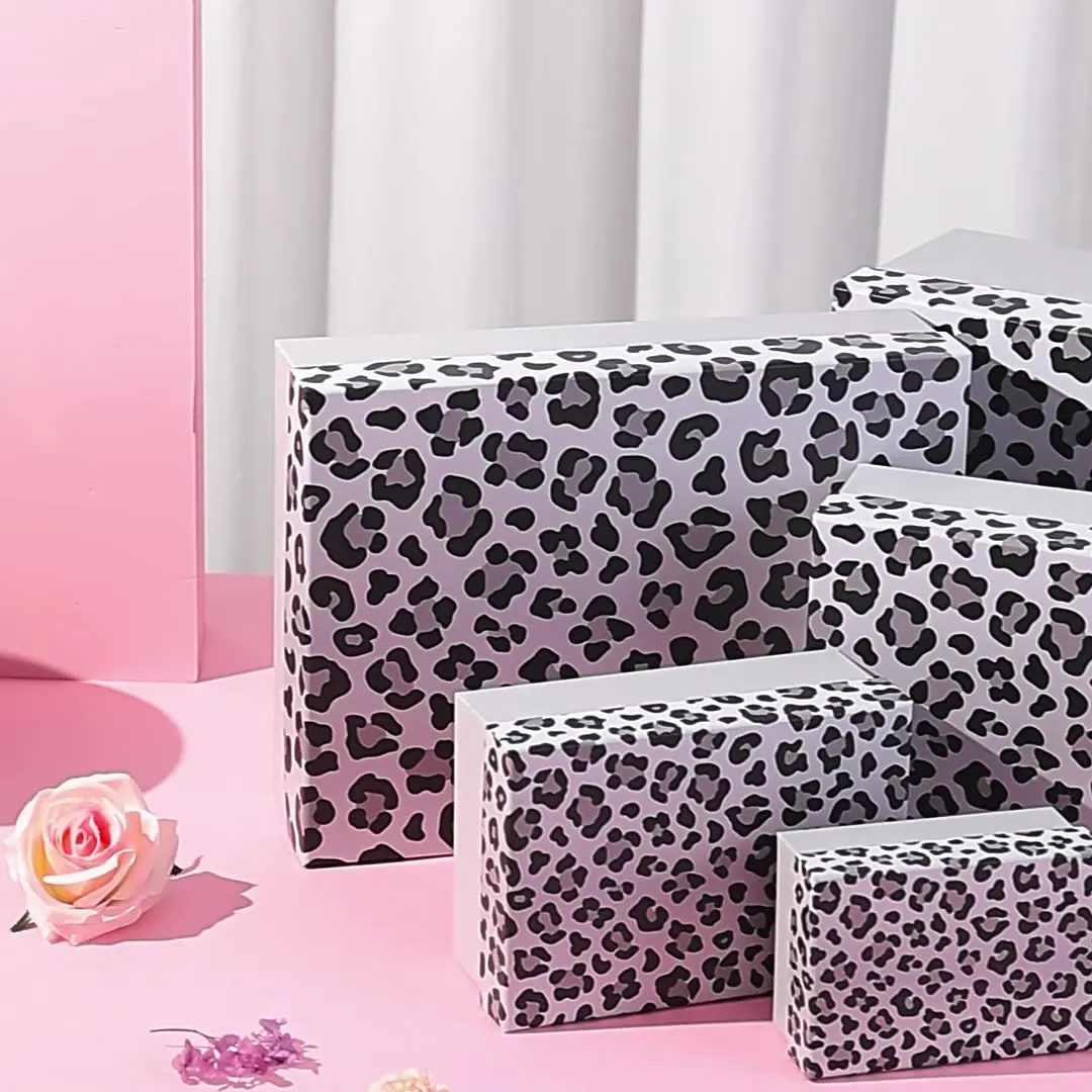 Luxury Premium Design Corrugated Leopard Print Paper Sneaker Shoes Box