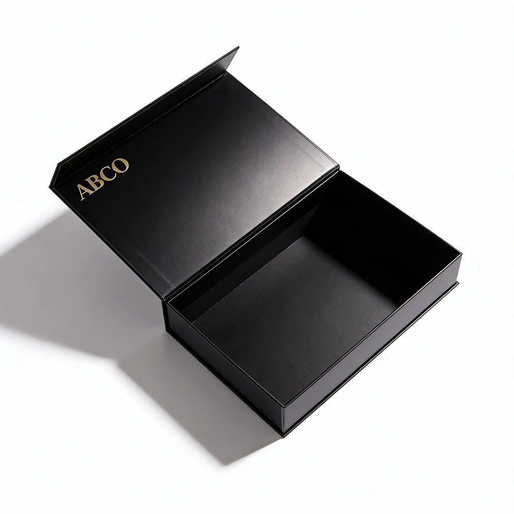 Custom Logo Black Magnetic Gift Paper Box Folding Packaging