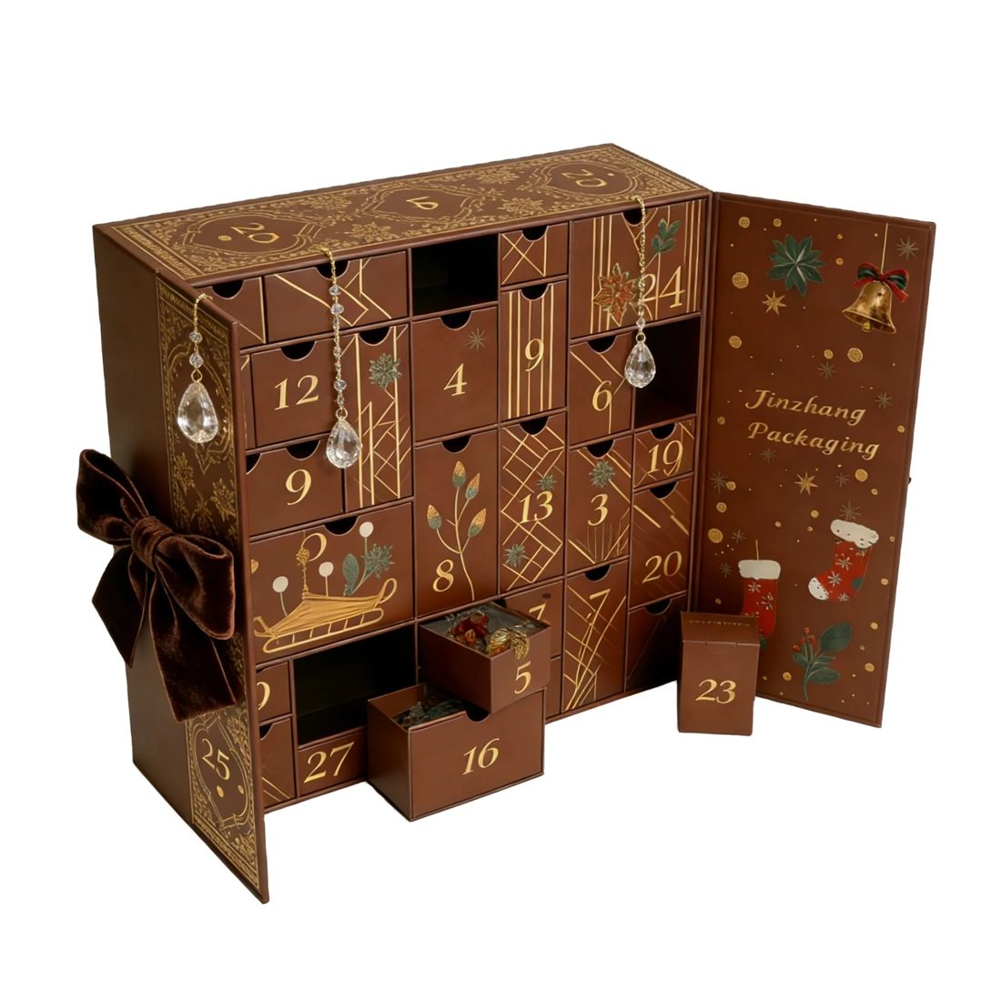 Folding Cardboard Box 24 Drawers For Cosmetic Beauty Advent Calendar