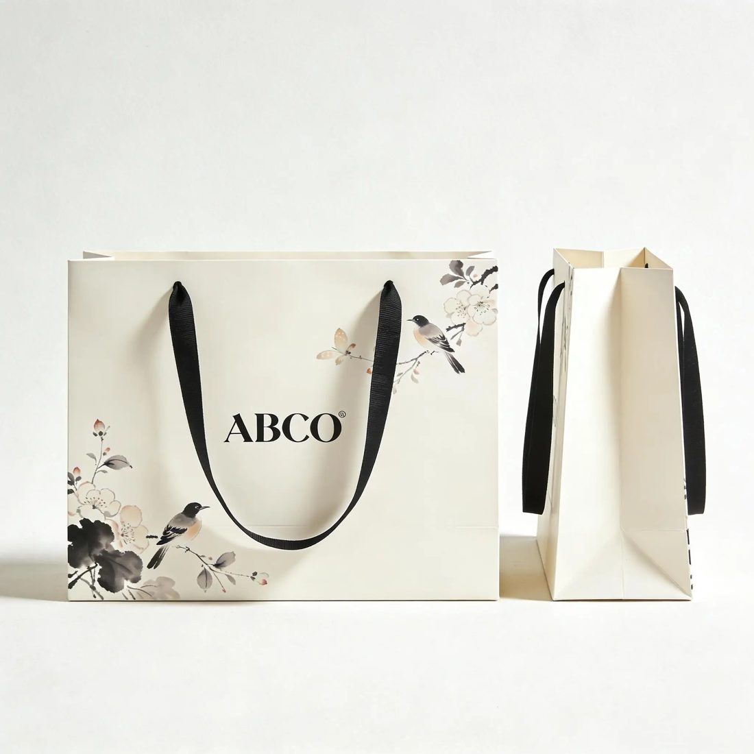 Premium Black Gold Stamp Kraft Paper Bags