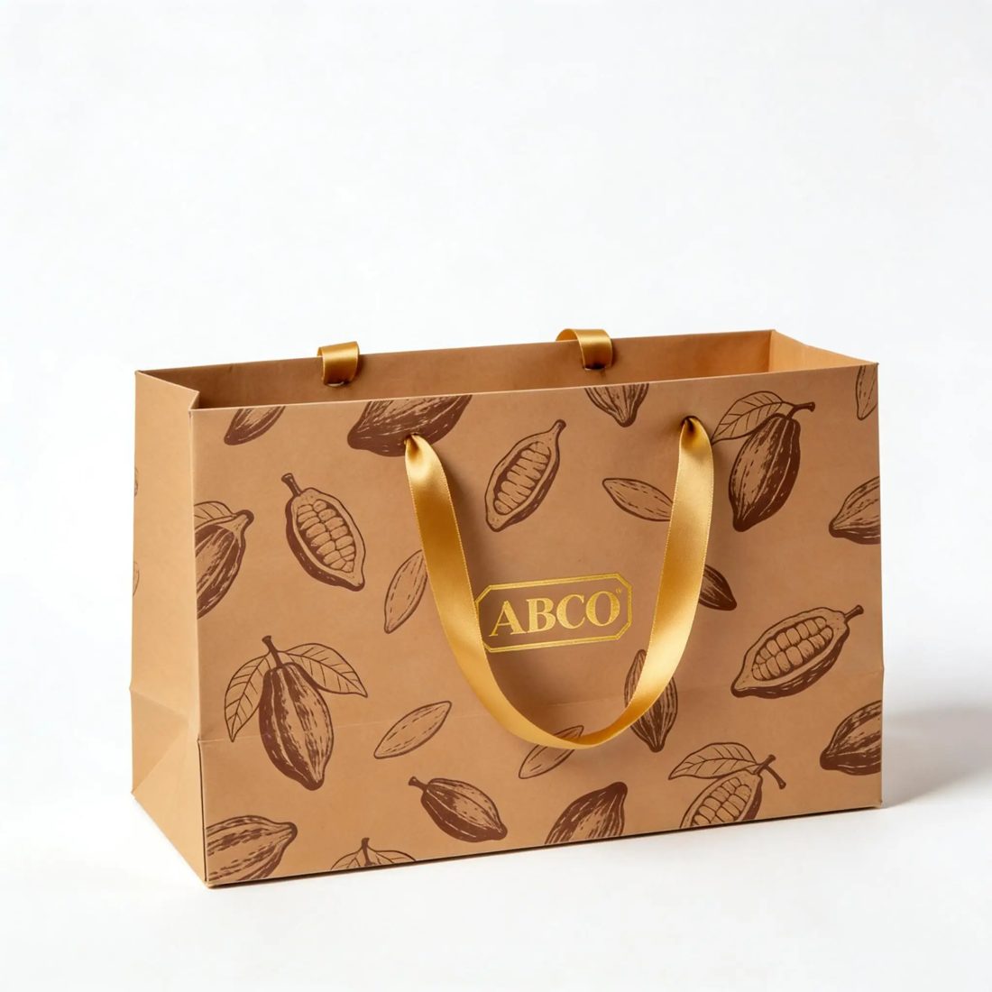 Brown Paper Bags With Custom Logo Gold Embossing Cardboard Boutique