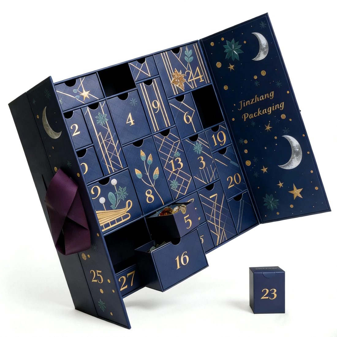 Custom Printed Rigid Cardboard Paper Gift Box Advent Calendar