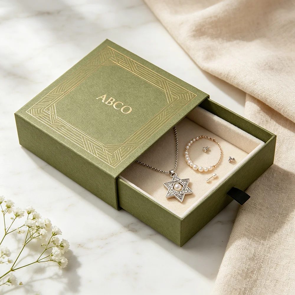 Custom Recycled Rigid Cardboard Jewelry Box