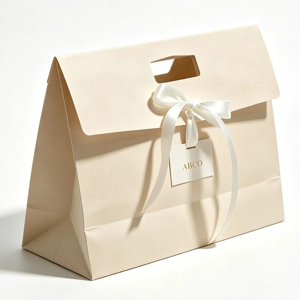 Custom Printed Recycled Kraft Paper Luxury Bow Tie Shopping Bag
