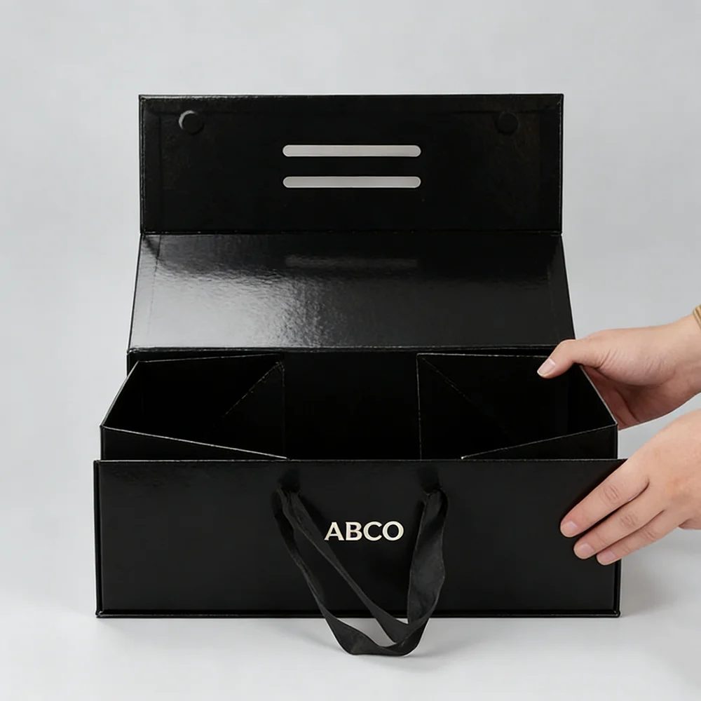 Custom Large Magnetic Closure Luxury Black Rigid Gift Box