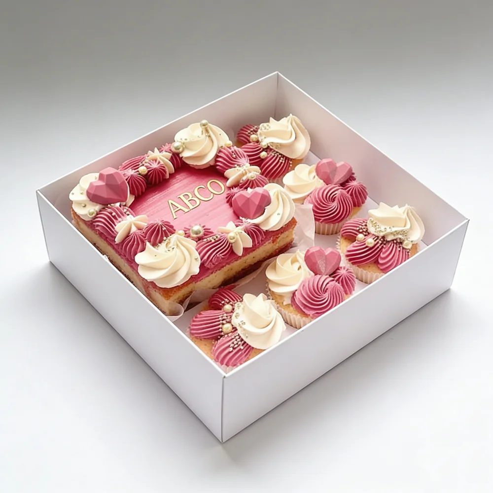 Custom Food-grade Anti-grease Bakery Cake Package Ivory Board UV Coating