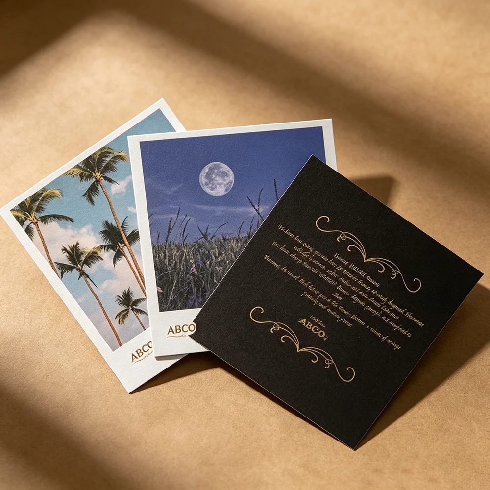 Custom Luxury Gold Foil Folding Business Card Printing Black Thank