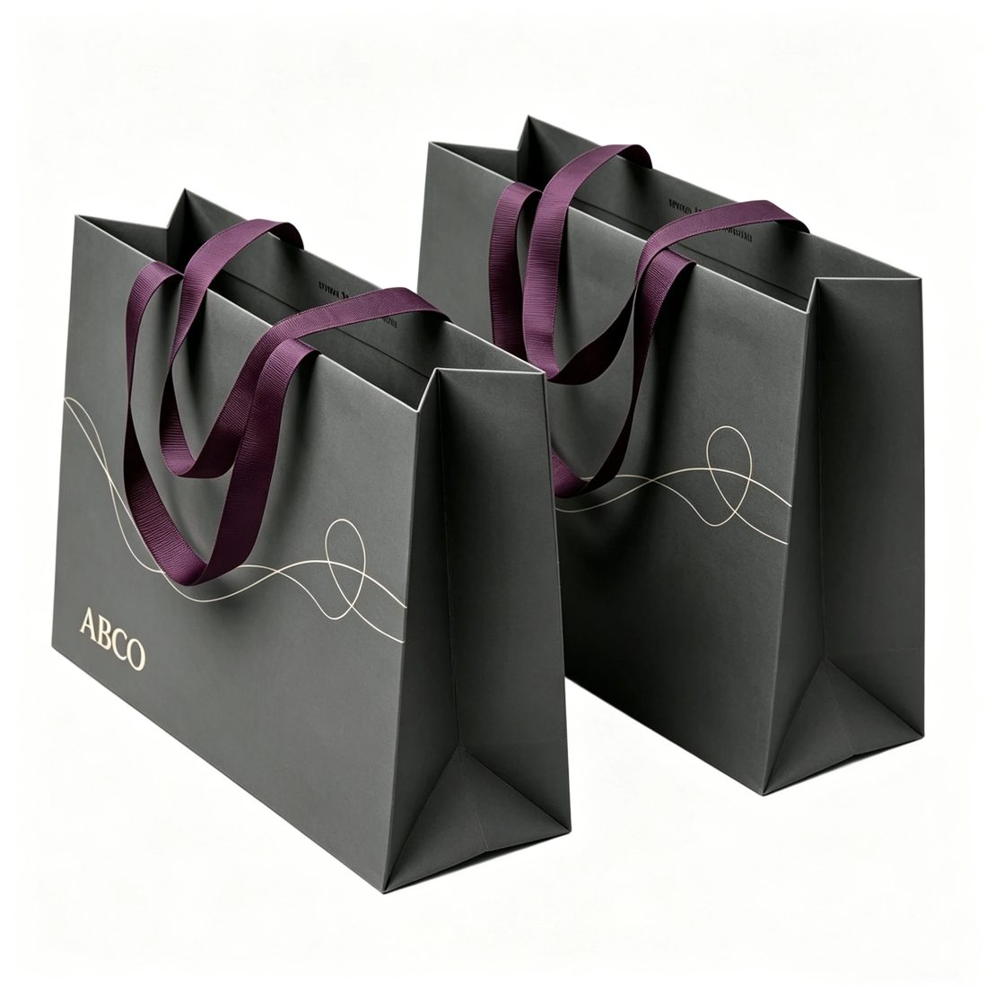 Black Cardboard Luxury Shopping Bag For Clothes Shoes Food Packaging