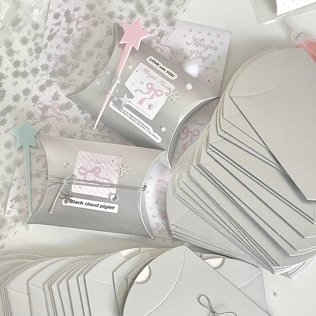 Ins Silver Pillow Gift Carton High-value Card Packaging