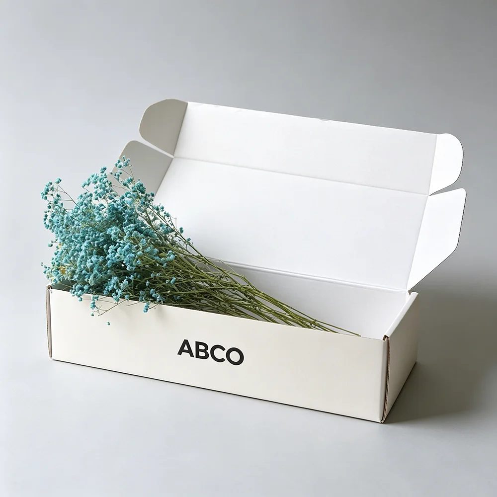 Custom Printed White Corrugated Mailer Boxes Self Erecting Paperboard Cartons