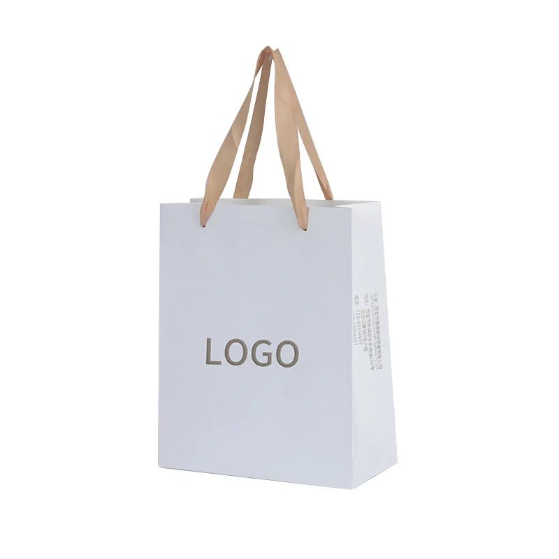 Paper Gift Bags Ribbon Handle Logo Packaging