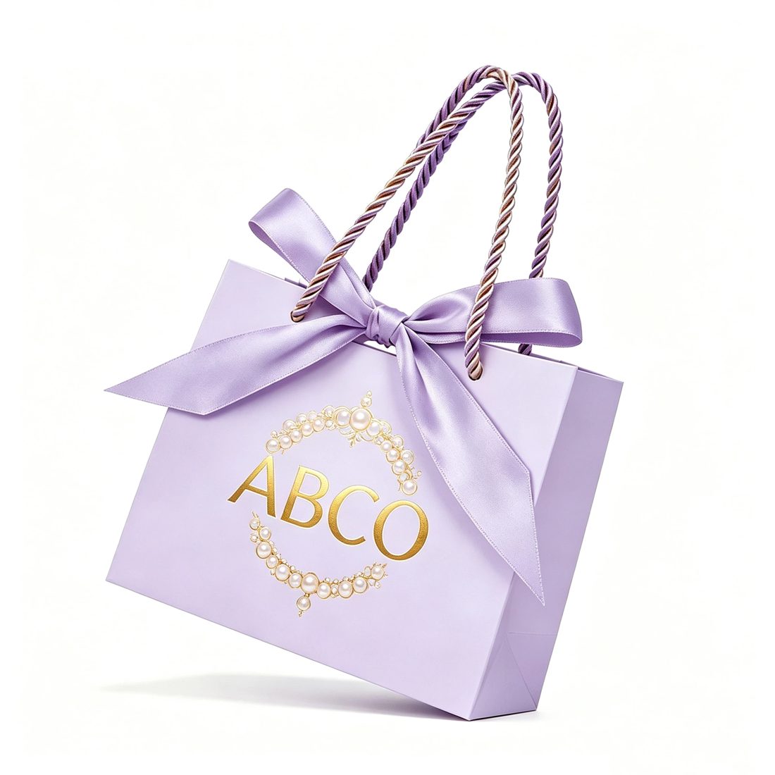 Custom Printed Paper Shopping Bags Ribbon Handle Gift Packaging