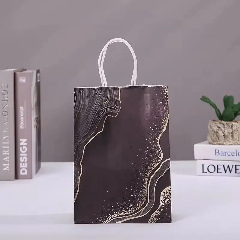 Custom Logo Paper Gift Bags Hot Stamping Drawstring Handle Packaging