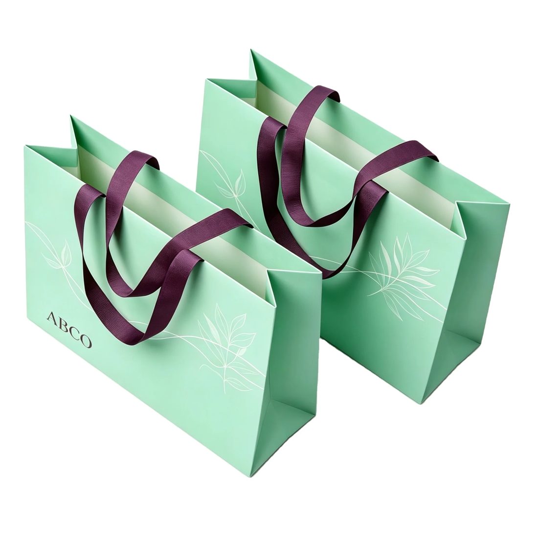 Custom Printed Paper Gift Bags Ribbon Handle Shopping Packaging